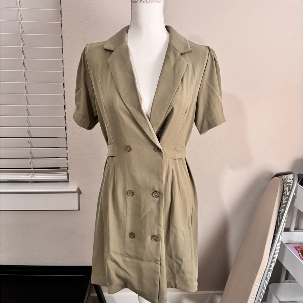 Olive Double-Breasted Mini Dress